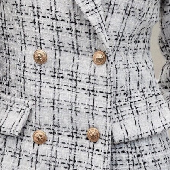Classic Plaid Print Double Button Jacket Coat - Picture 6 of 10